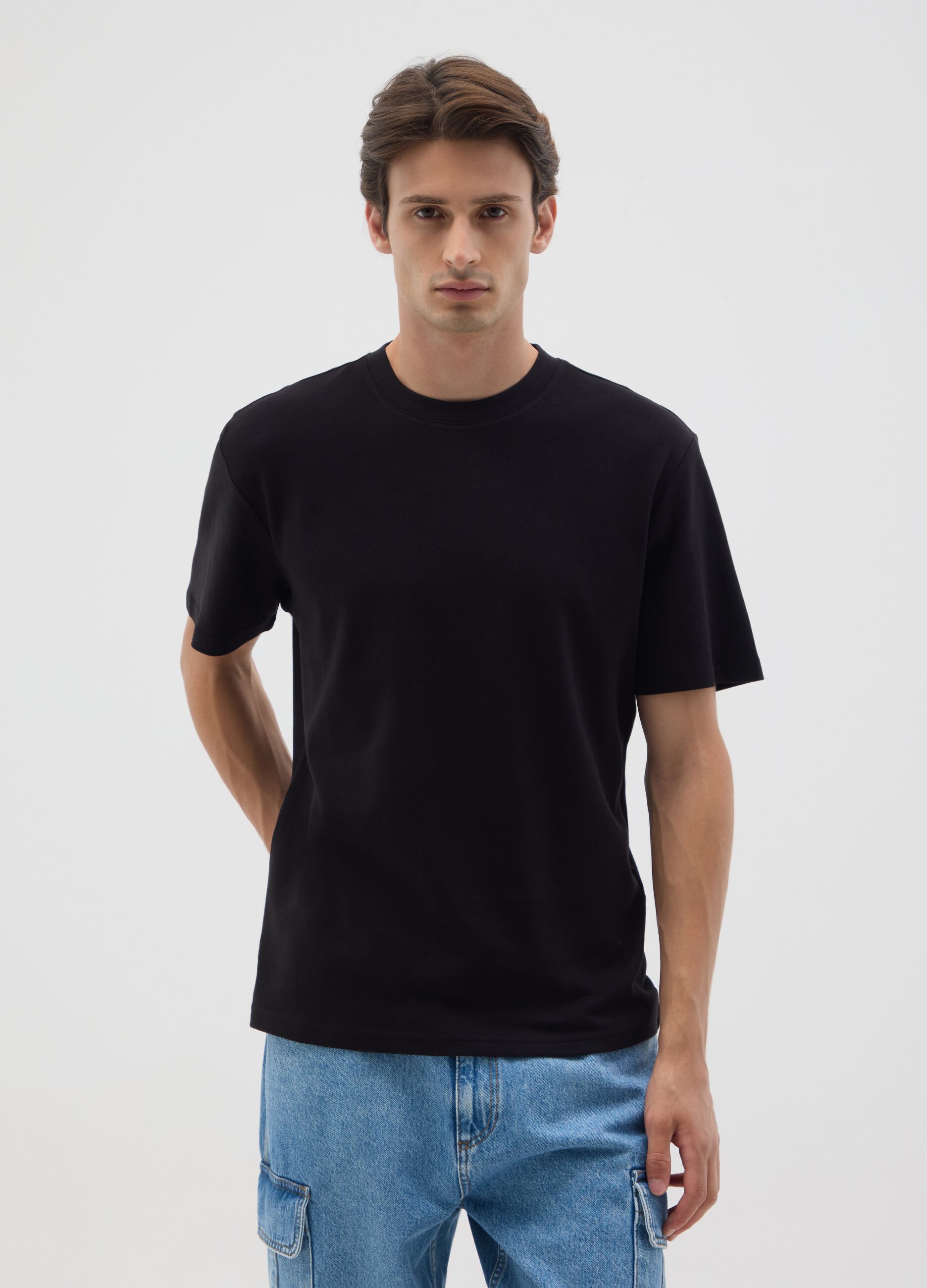 Black pure cotton relaxed fit T-shirt