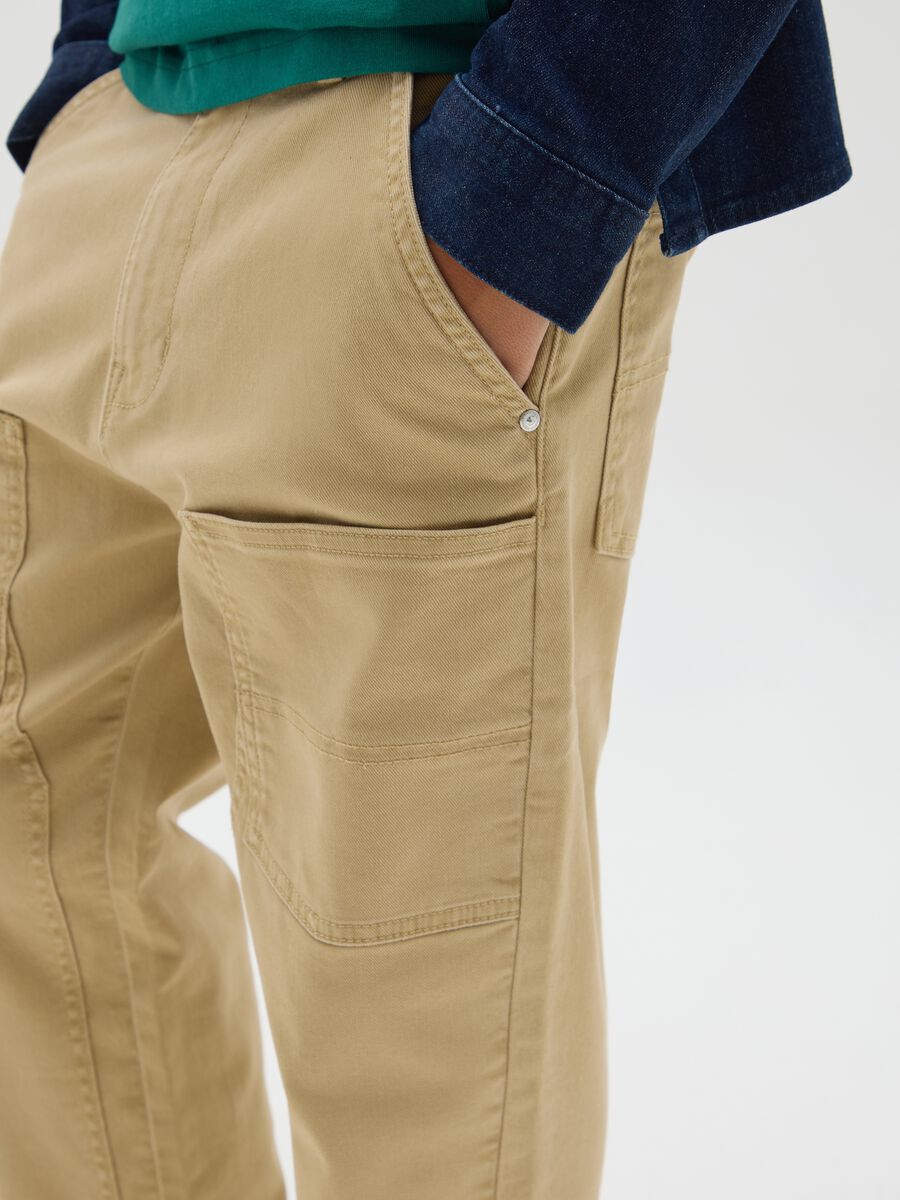 Boys' Beige Stretch Cotton Trousers - Relaxed Fit_3