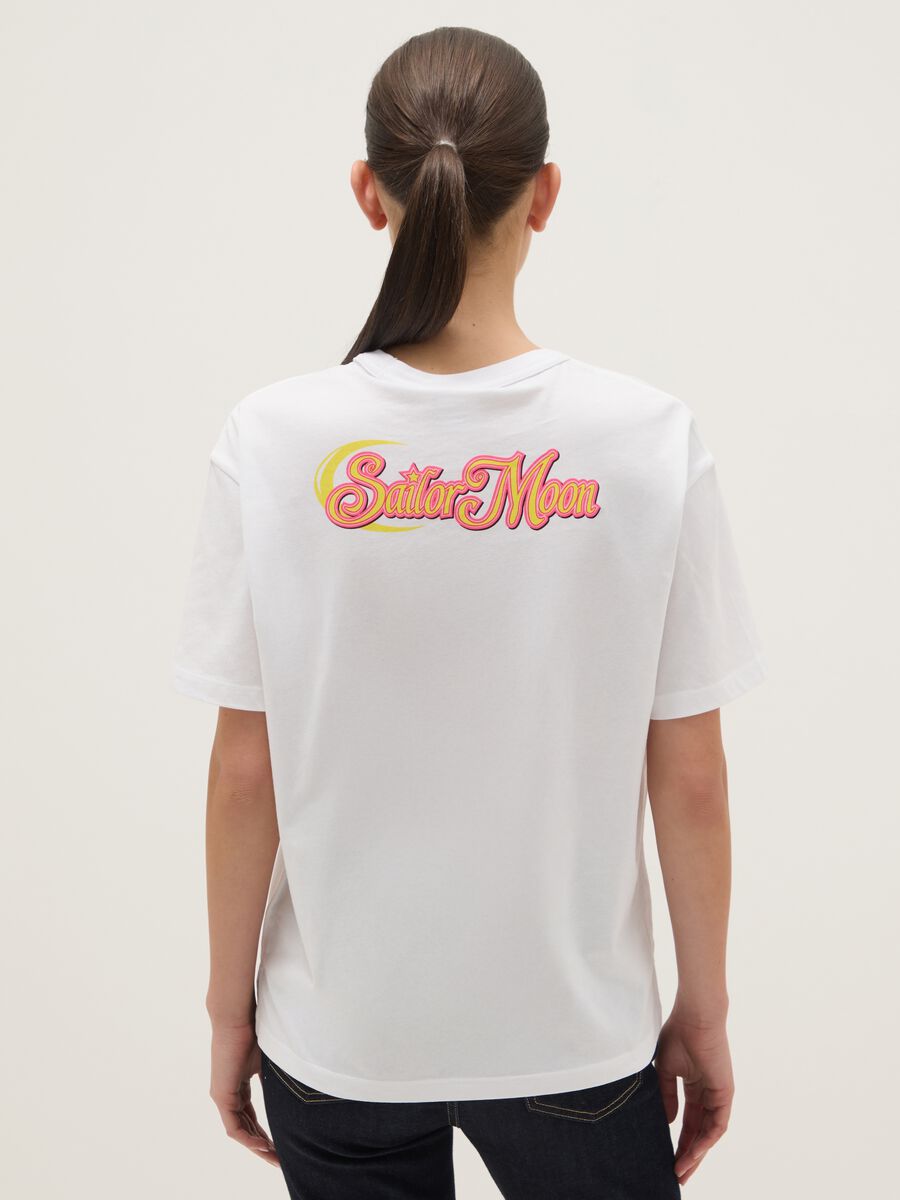 White pure cotton regular fit T-shirt with Sailor Moon print_2