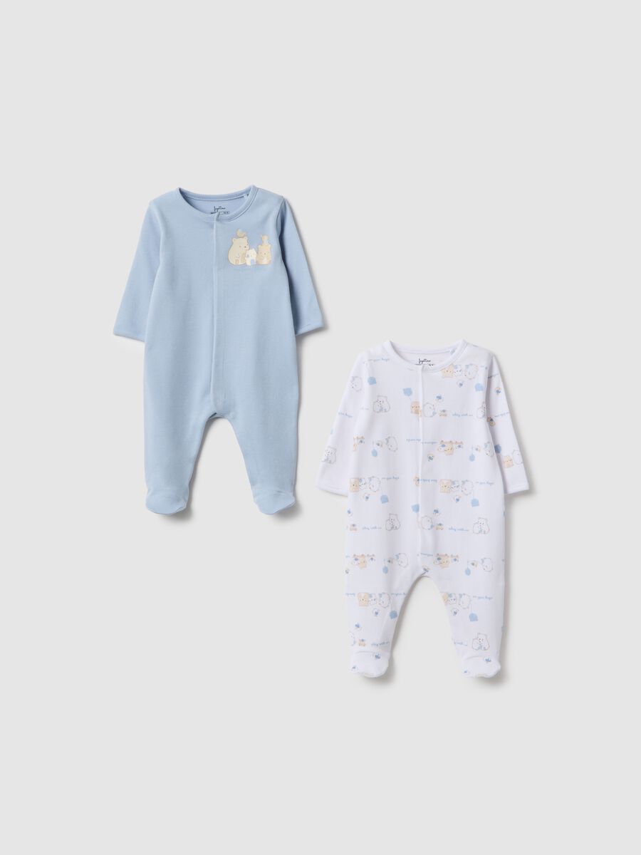 Blue and white pure cotton baby sleepsuits pack_0