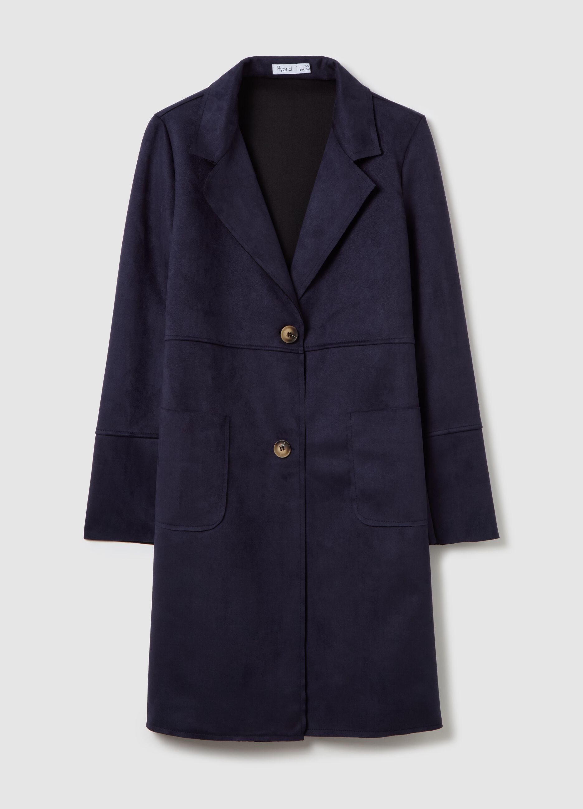 Long suede jacket with buttons