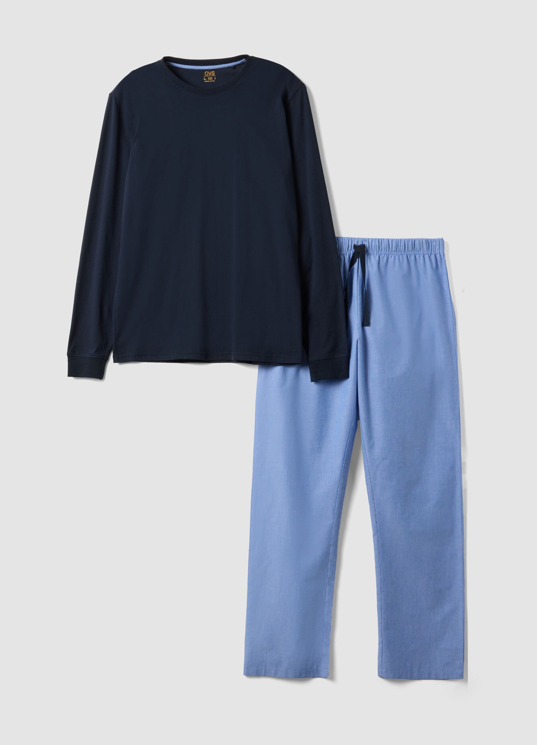 Brown striped organic cotton pyjamas, regular fit