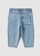 Regular fit blue cotton-blend trousers for boys with embroidered cars_1