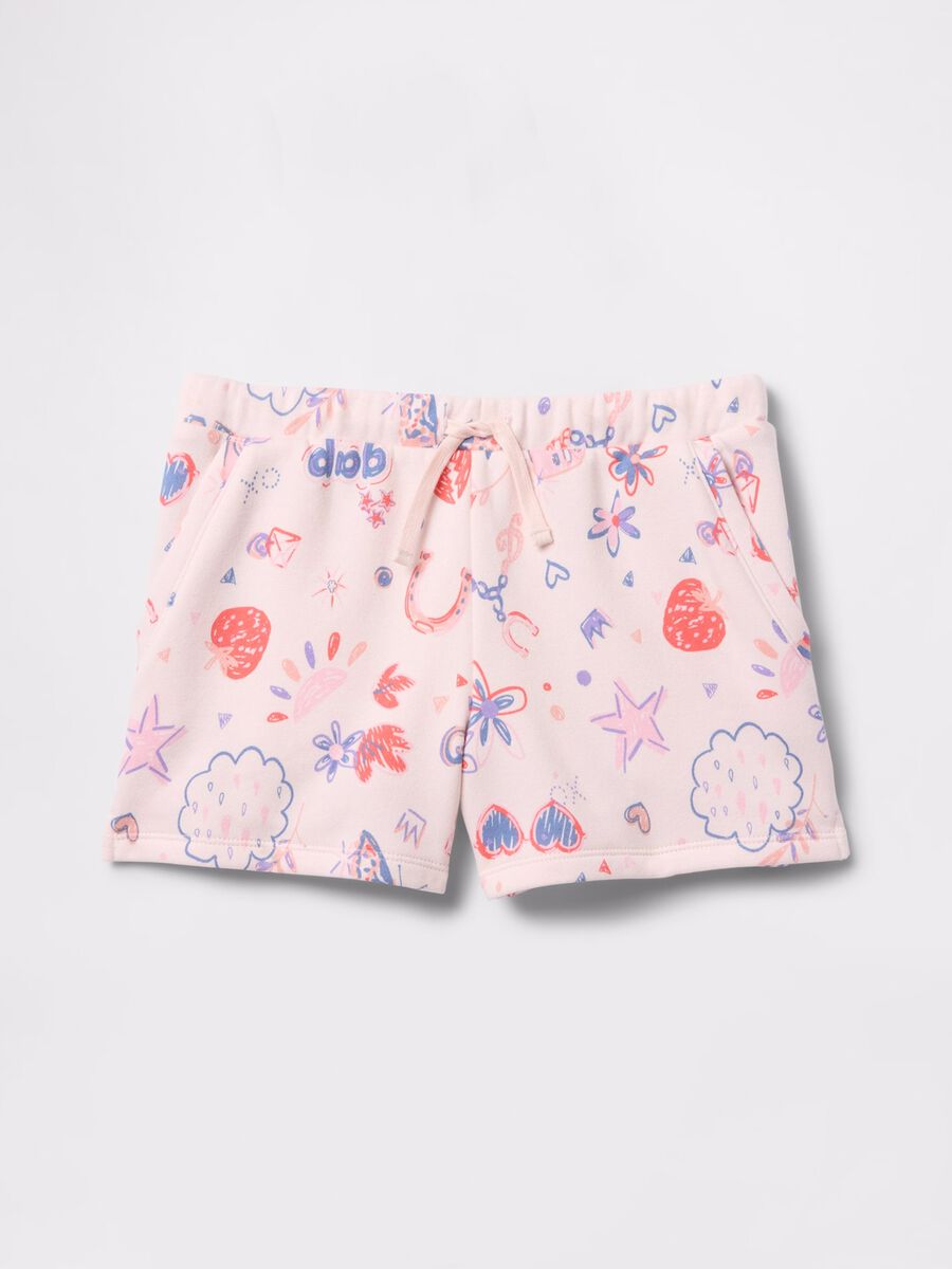 Pink shorts with drawstring and all-over print_4