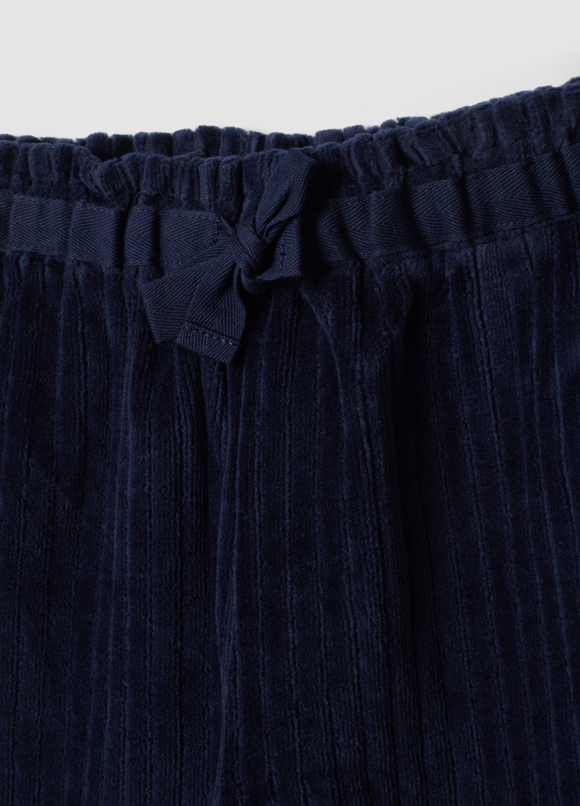 Blue ribbed cotton-blend trousers