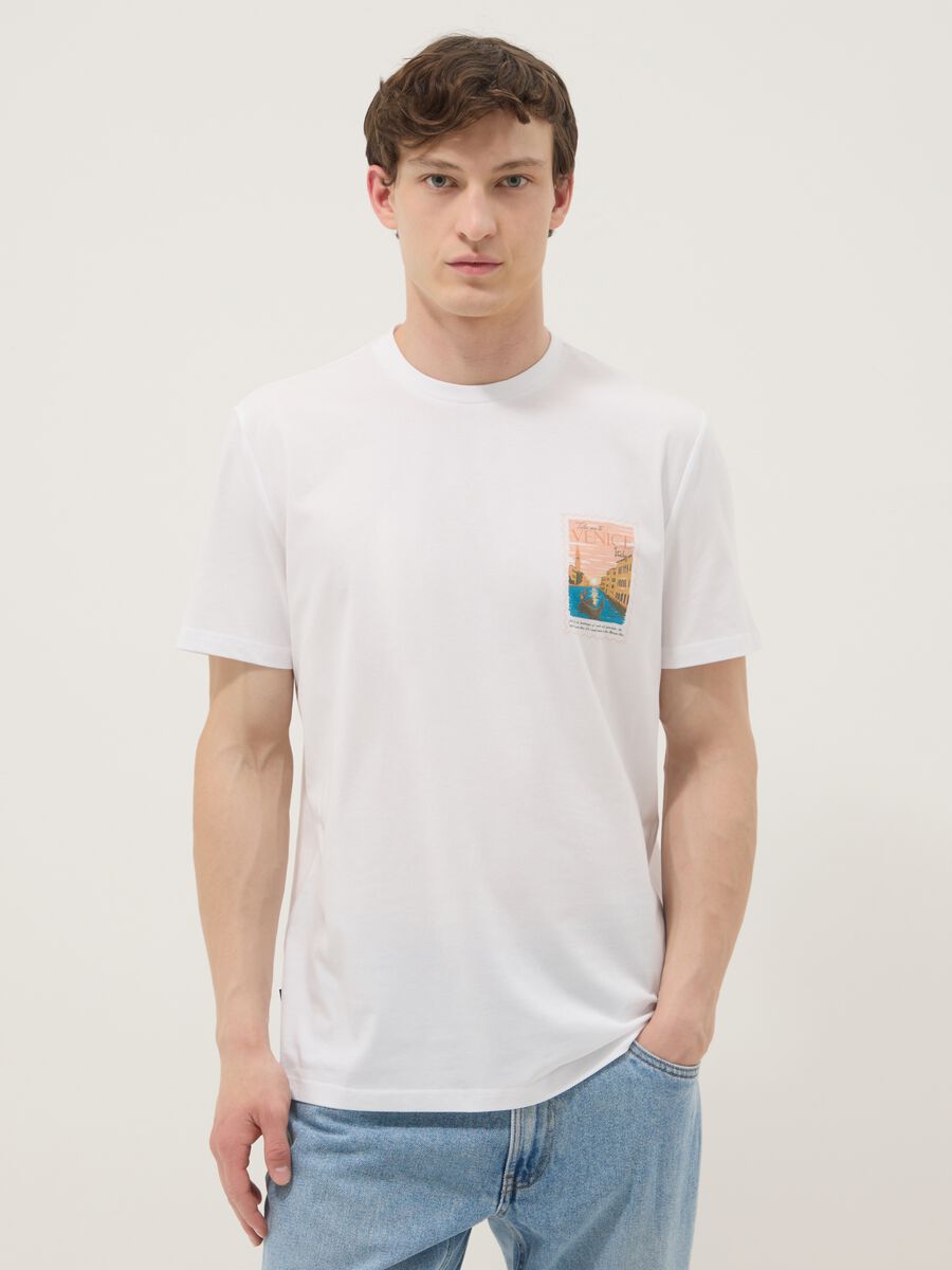 White short-sleeved pure cotton regular-fit T-shirt_0