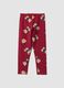 Leggings rossi in cotone organico elasticizzato con stampa orsetti per bambina_0