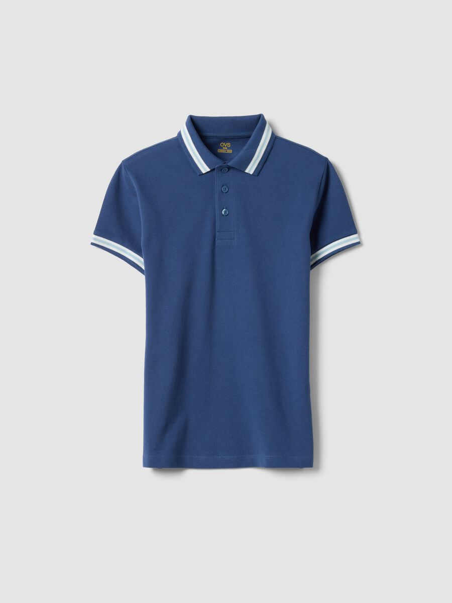 Polo in puro cotone blu da ragazzo regular fit_3