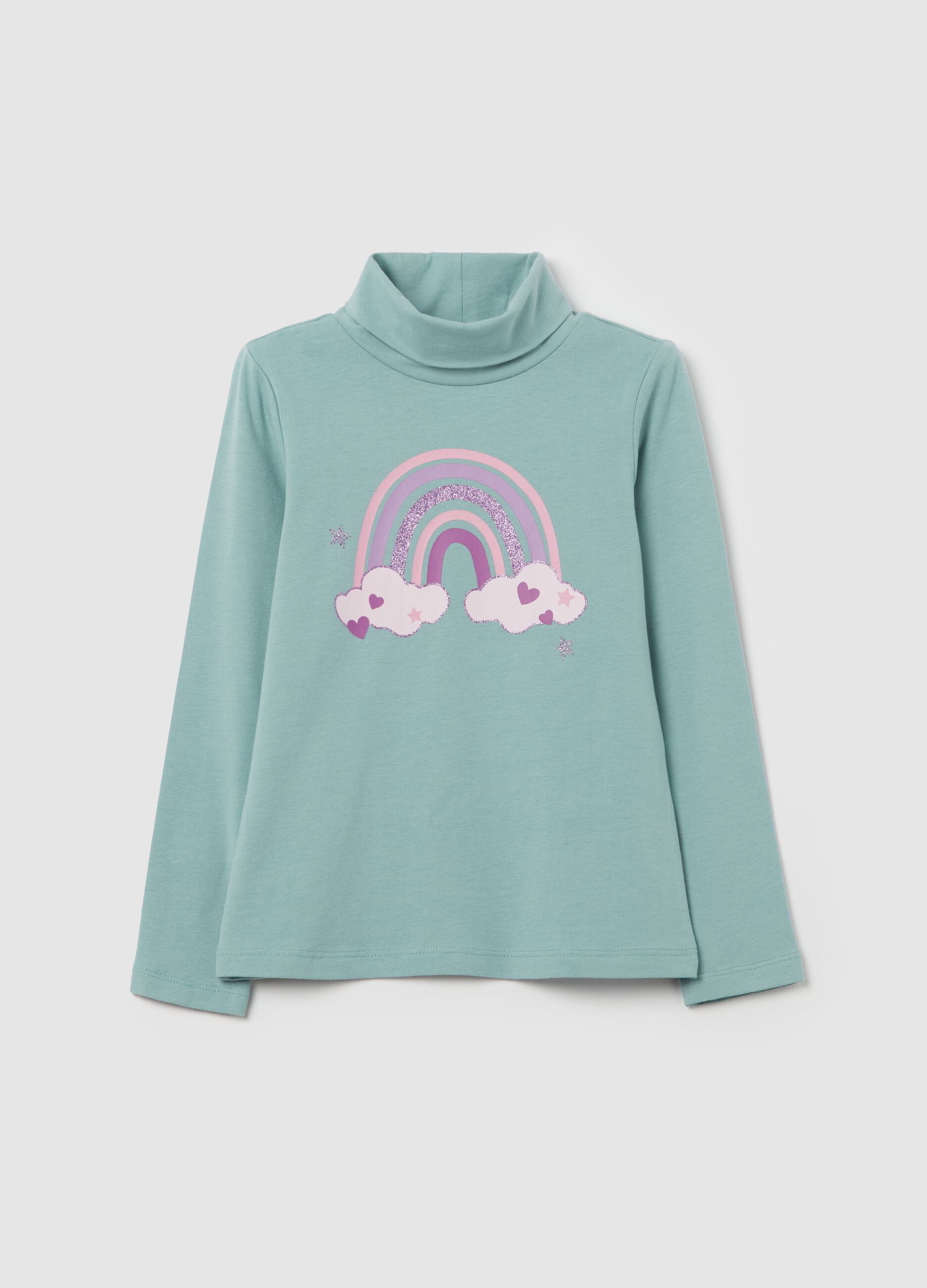 T-shirt in high neck and glitter print