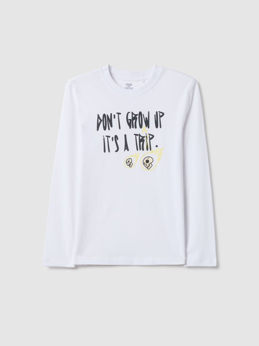 T-shirt in puro cotone bianca regular fit con stampa per ragazzo_3