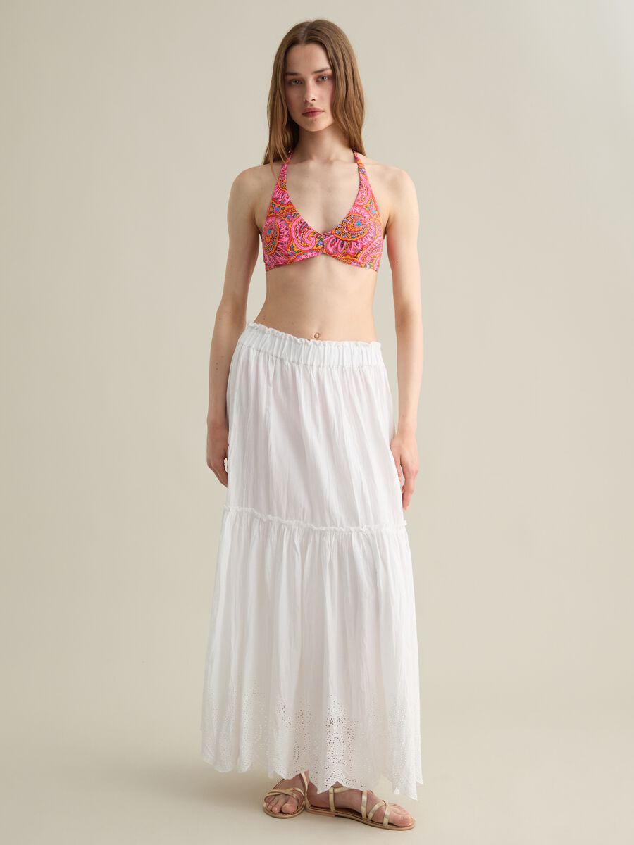 Women’s bikini top in multicoloured stretch fabric_0