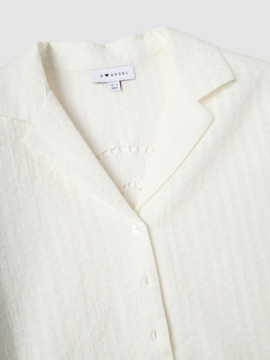 White pure cotton regular-fit shirt with check texture_5