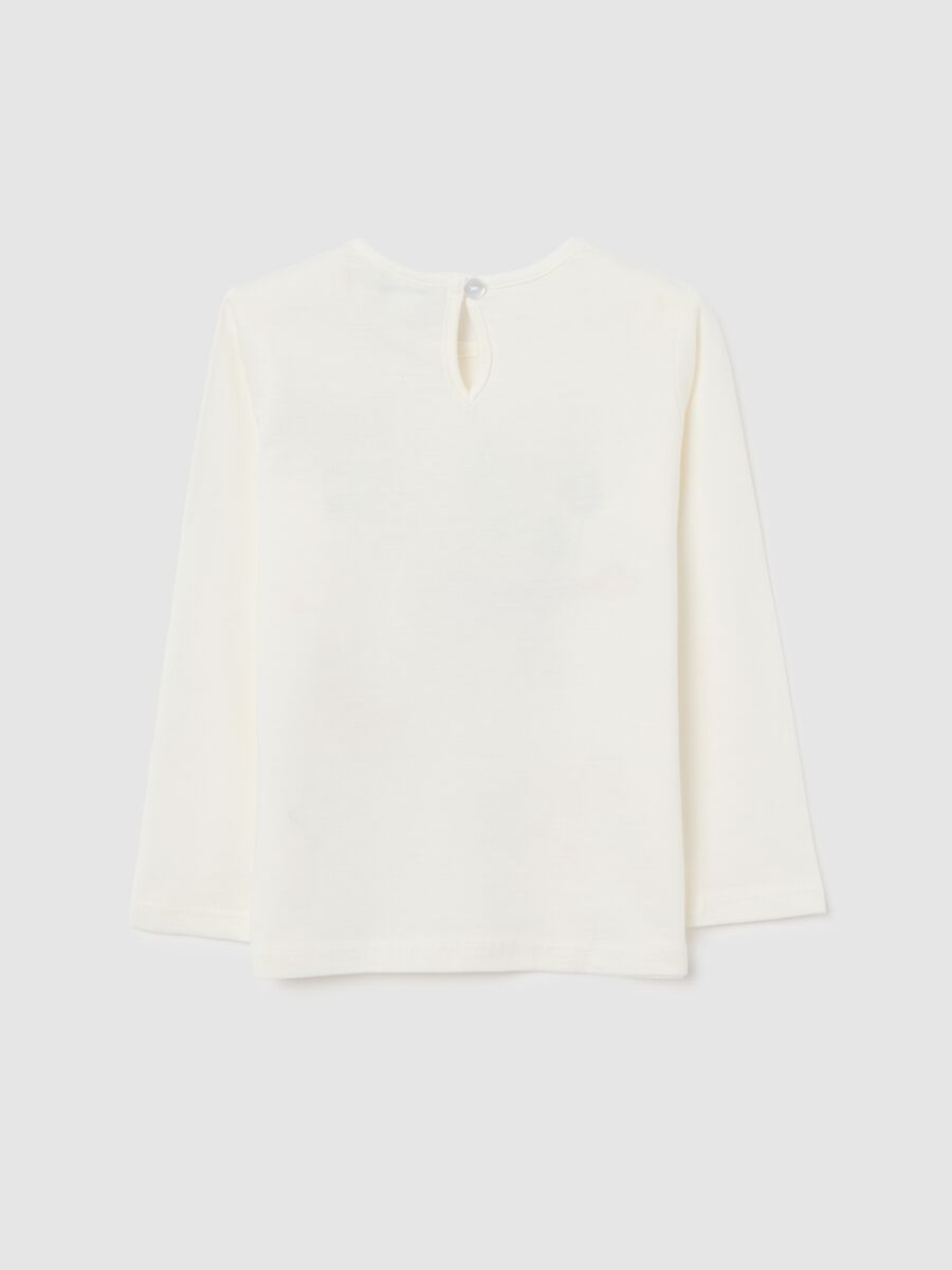 Girls' white regular fit cotton T-shirt_1