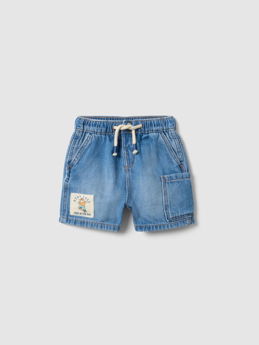 Regular fit baby boys' shorts in pure cotton blue denim_0