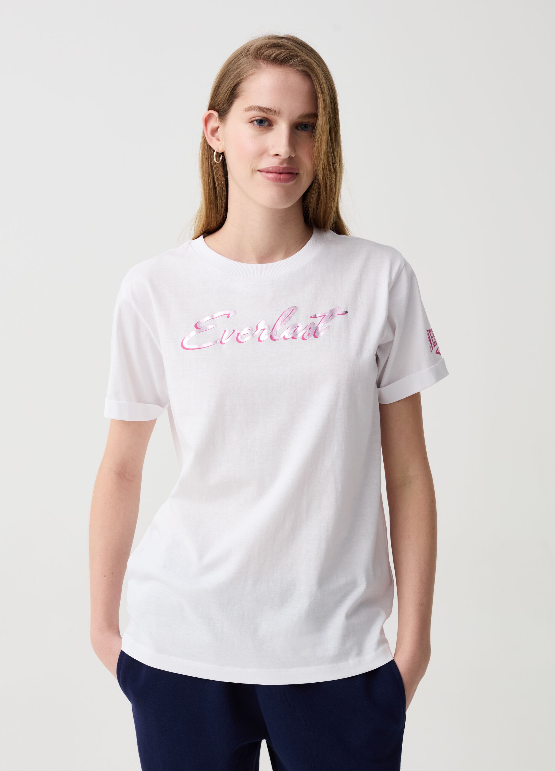 T-shirt con stampa logo in foil