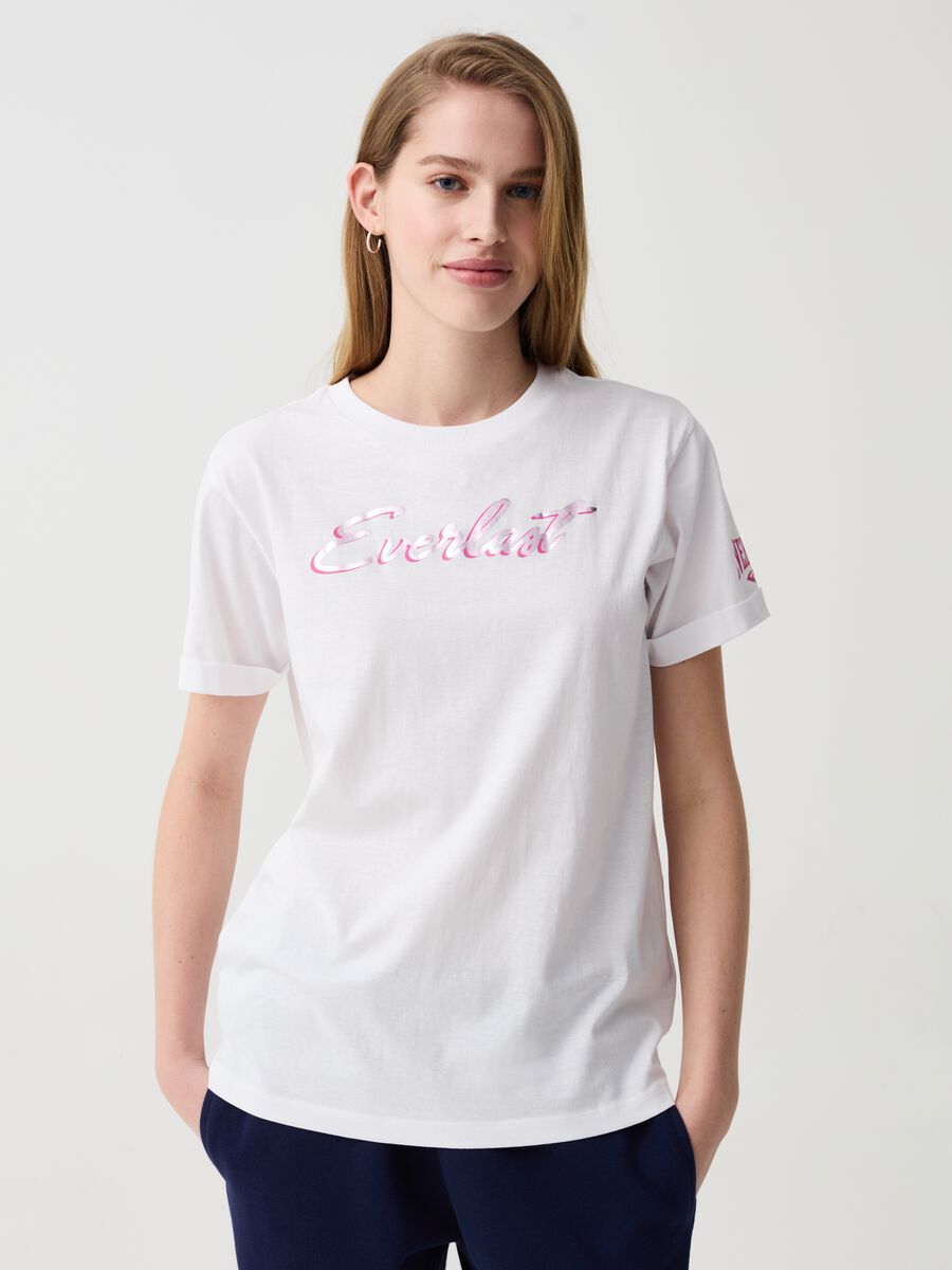 T-shirt con stampa logo in foil_0