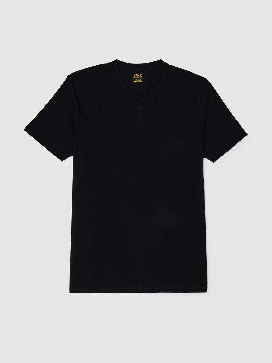 T-shirt da uomo in puro cotone nero_0