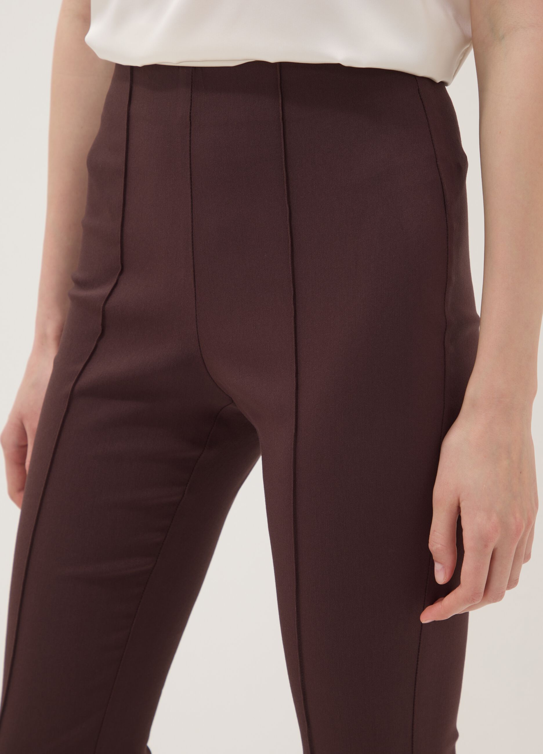 Brown stretch viscose flared leggings