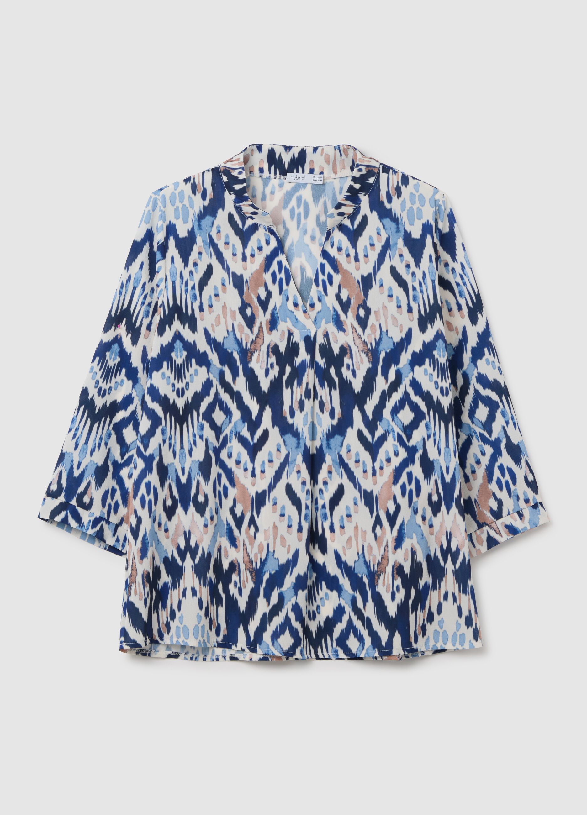Blusa da donna in misto con stampa geometrica multicolor regular fit