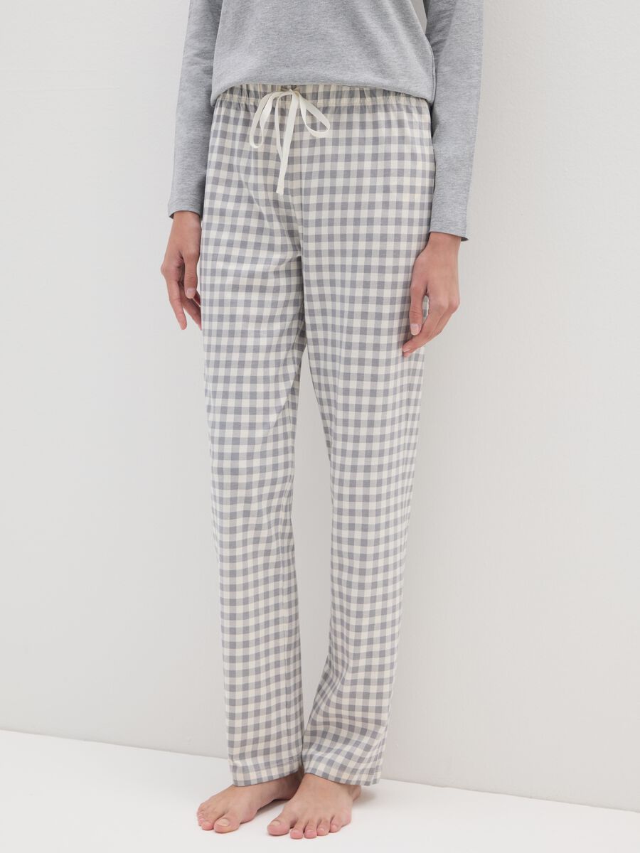 Grey cotton blend regular fit pyjamas_3