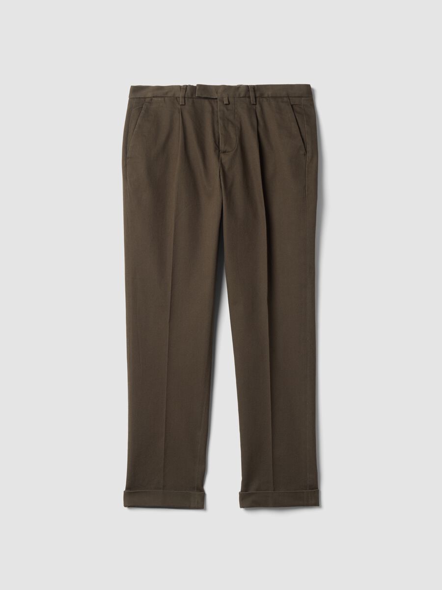 Men&rsquo;s brown stretch-cotton chinos, regular fit_0