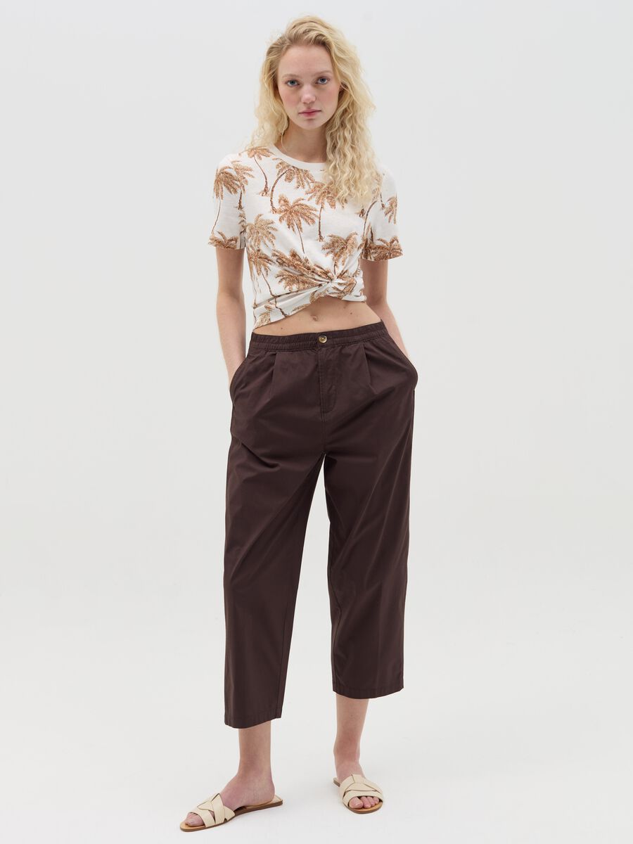 Beige T-shirt with palms print_1