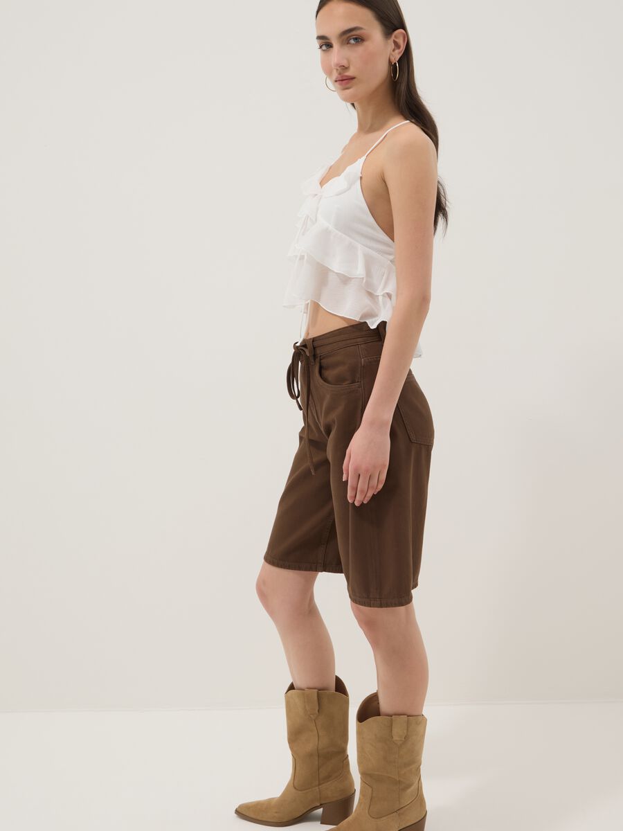 White ruffle top with thin straps_1