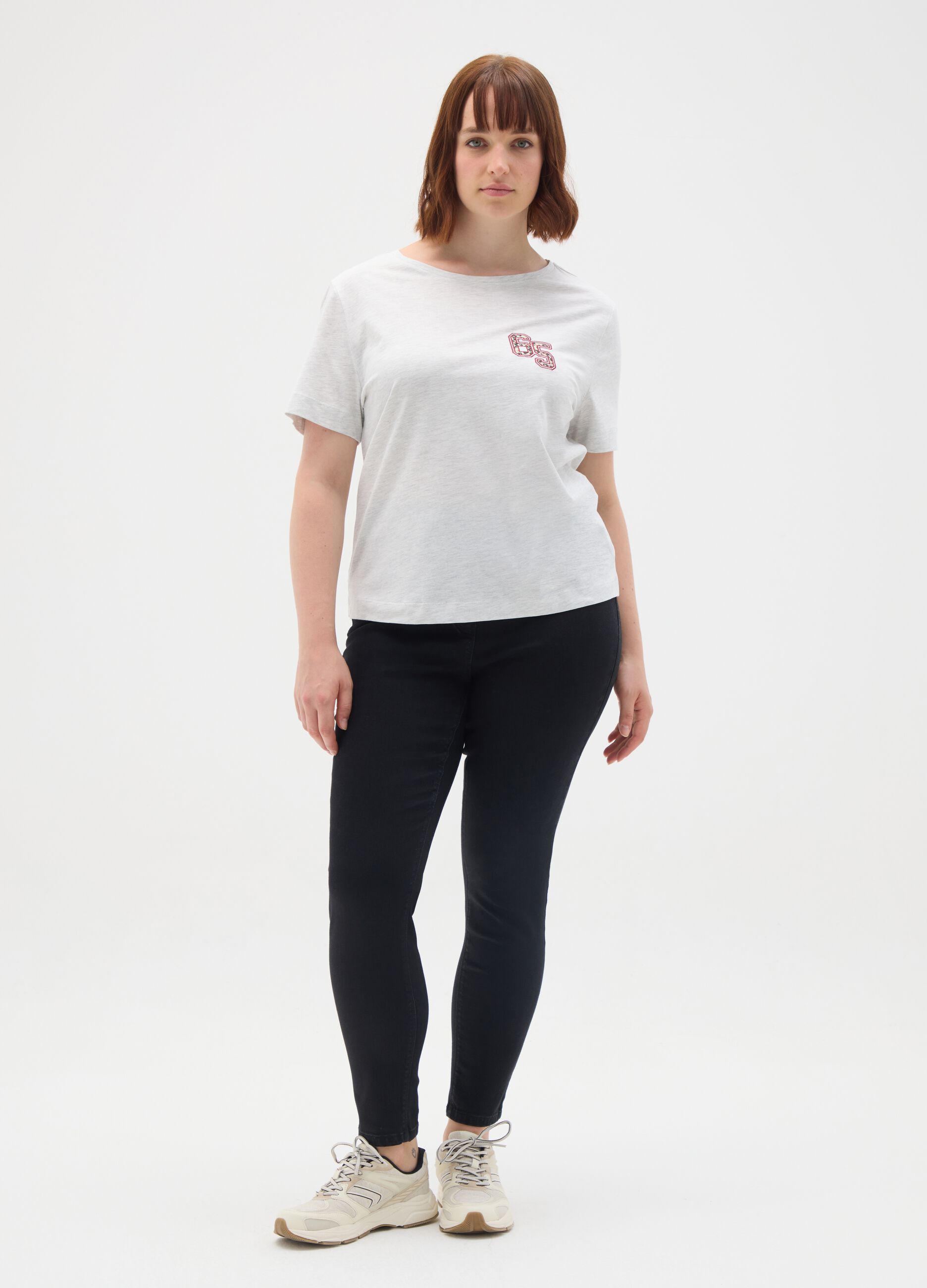 Grey women's pure cotton T-shirt