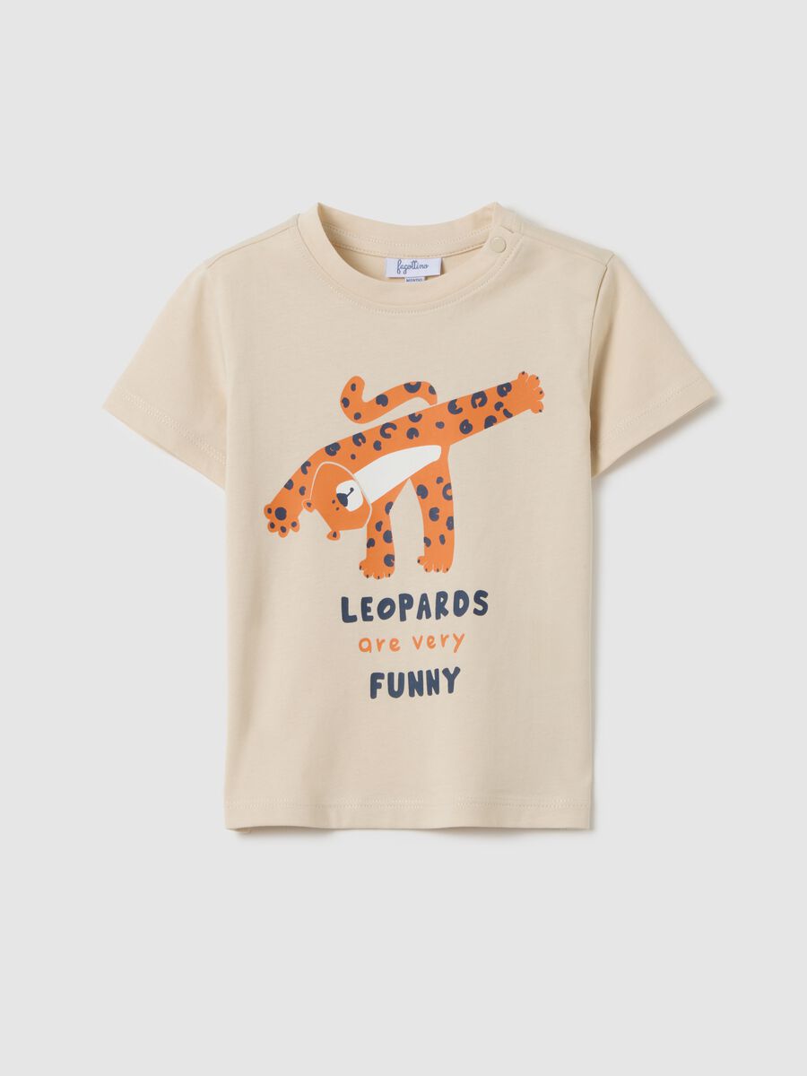 T-shirt da bambino in puro cotone beige regular fit_0