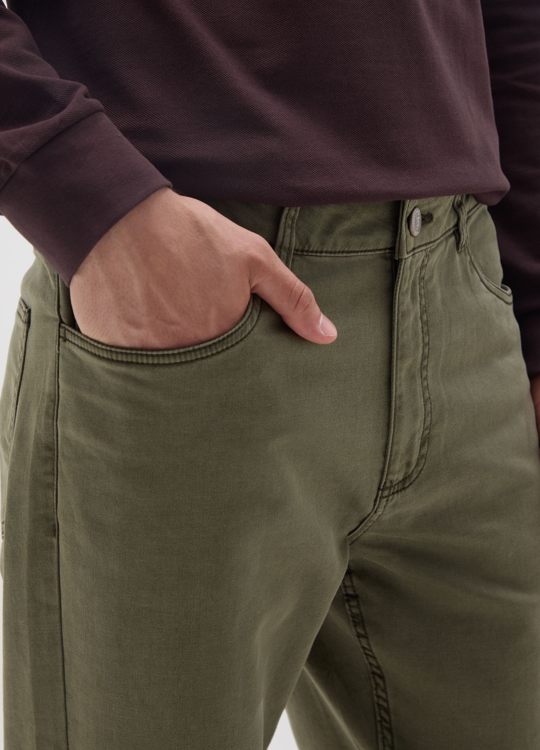 Pantaloni in cotone verde slim fit