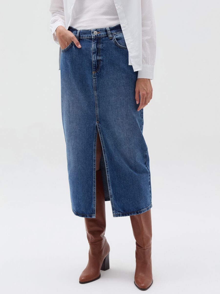 Midi pencil skirt in denim_1