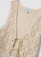 Beige regular-fit cotton-blend gilet with floral knit design_1