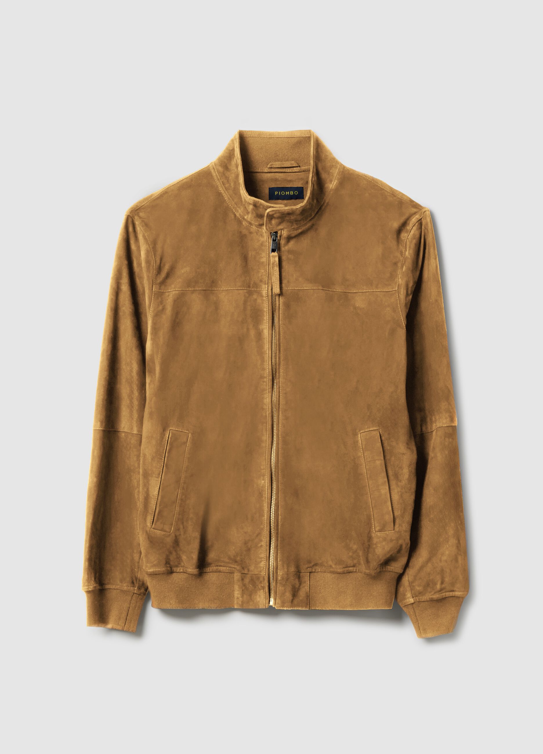 Giacca in vera pelle beige regular fit con zip