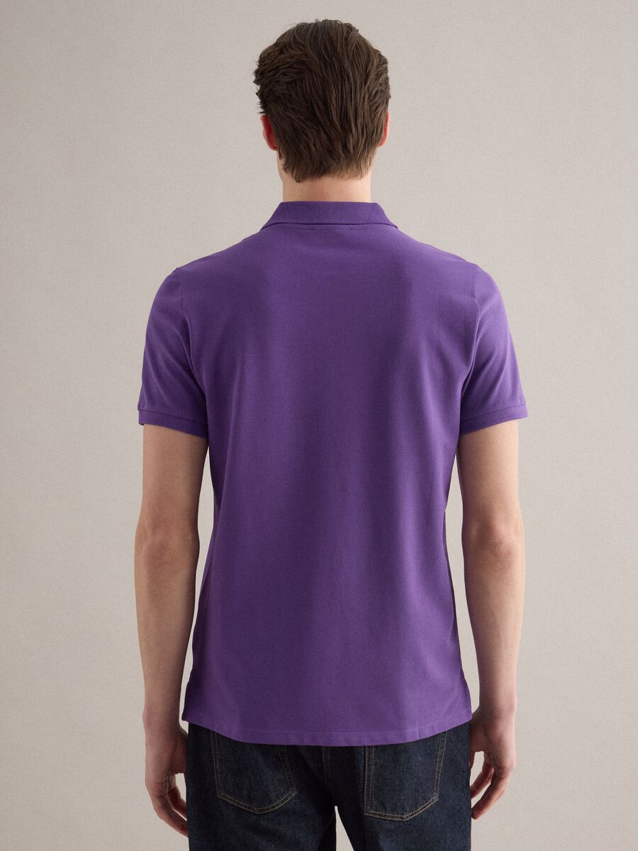 Polo a maniche corte in puro cotone viola regular fit_2