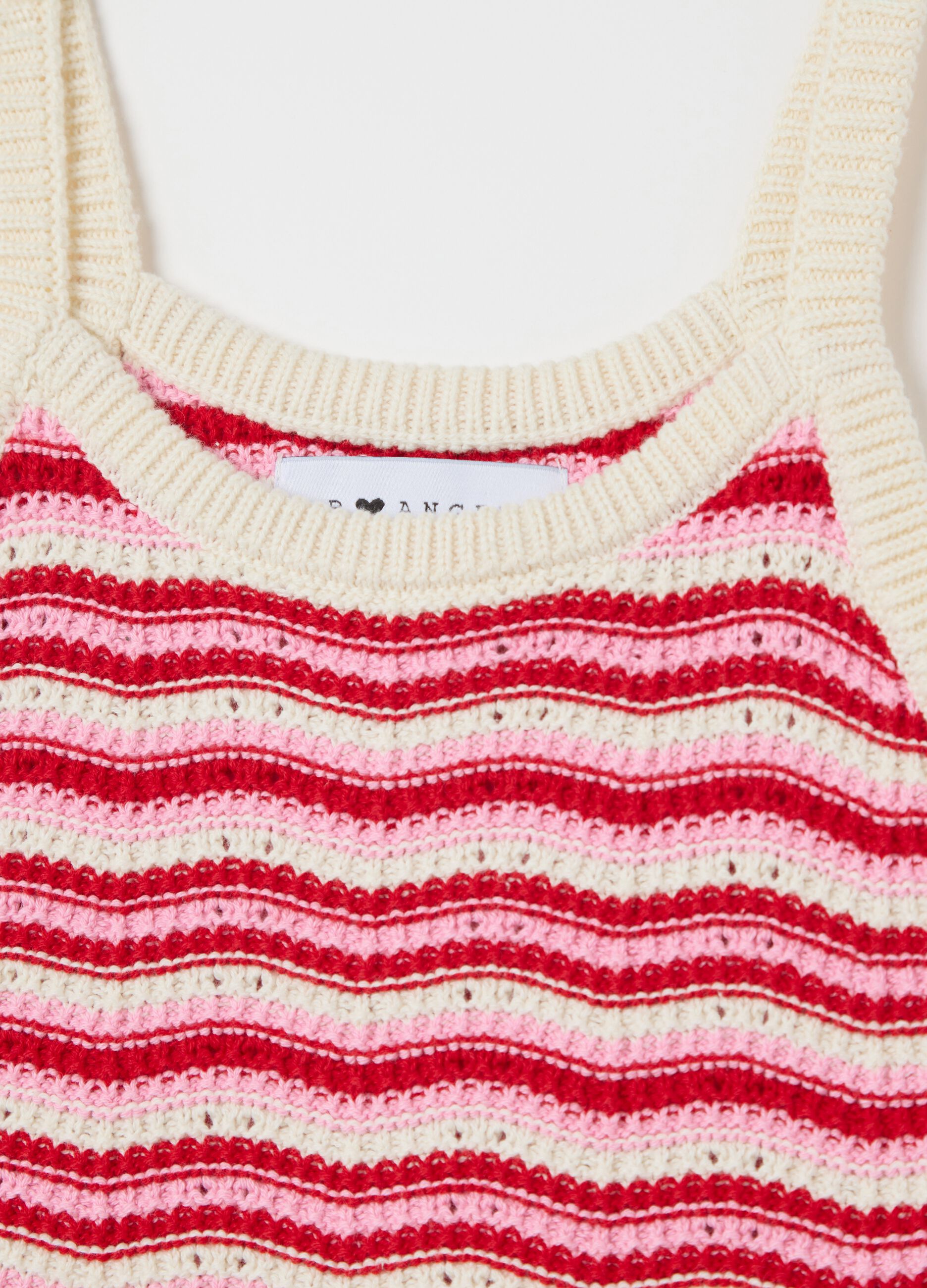 Red and white striped top in pure cotton B.Angel