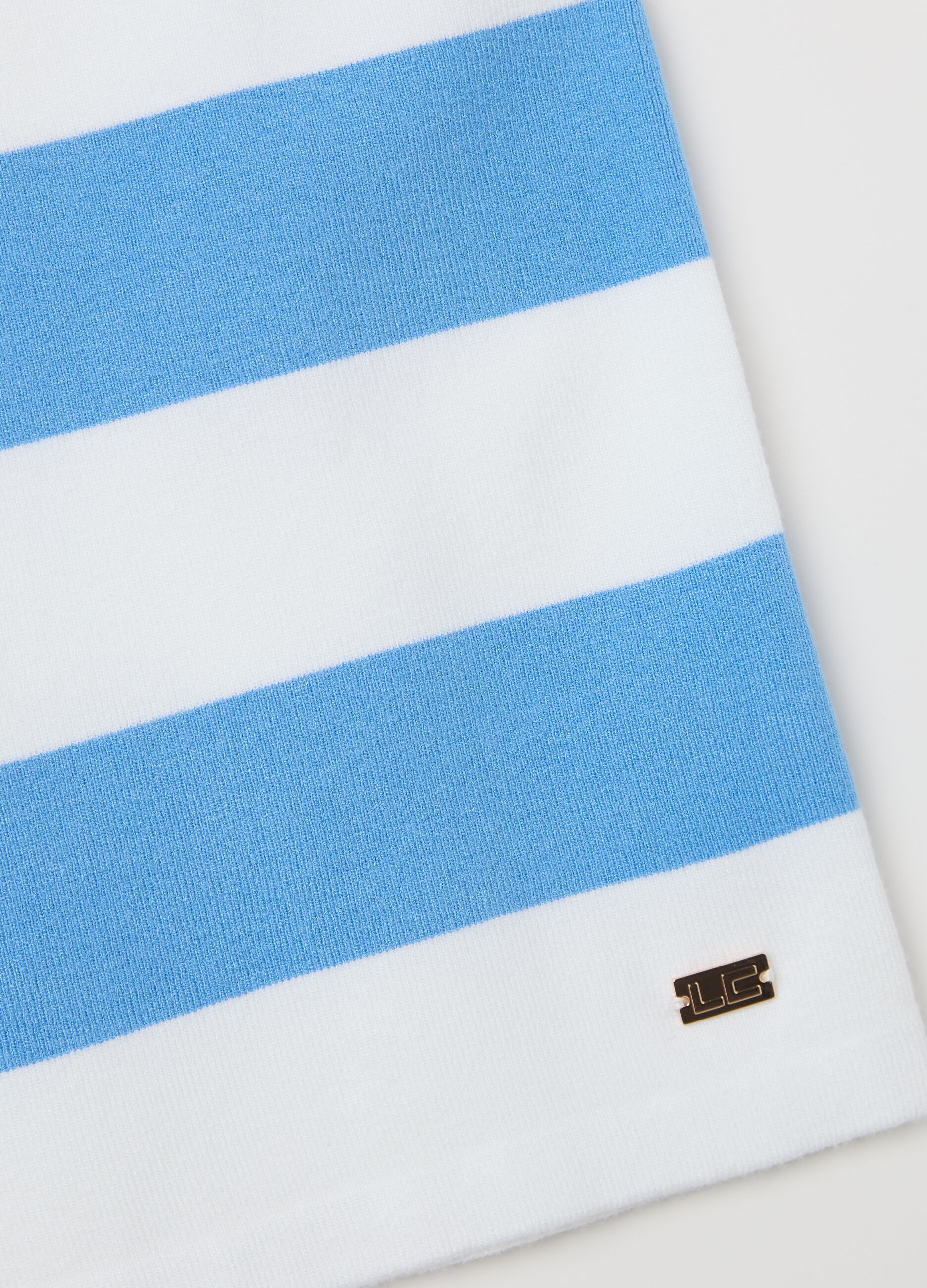 White and light blue striped tank top