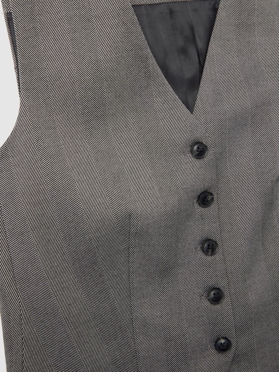 Grey regular fit waistcoat with buttons_5
