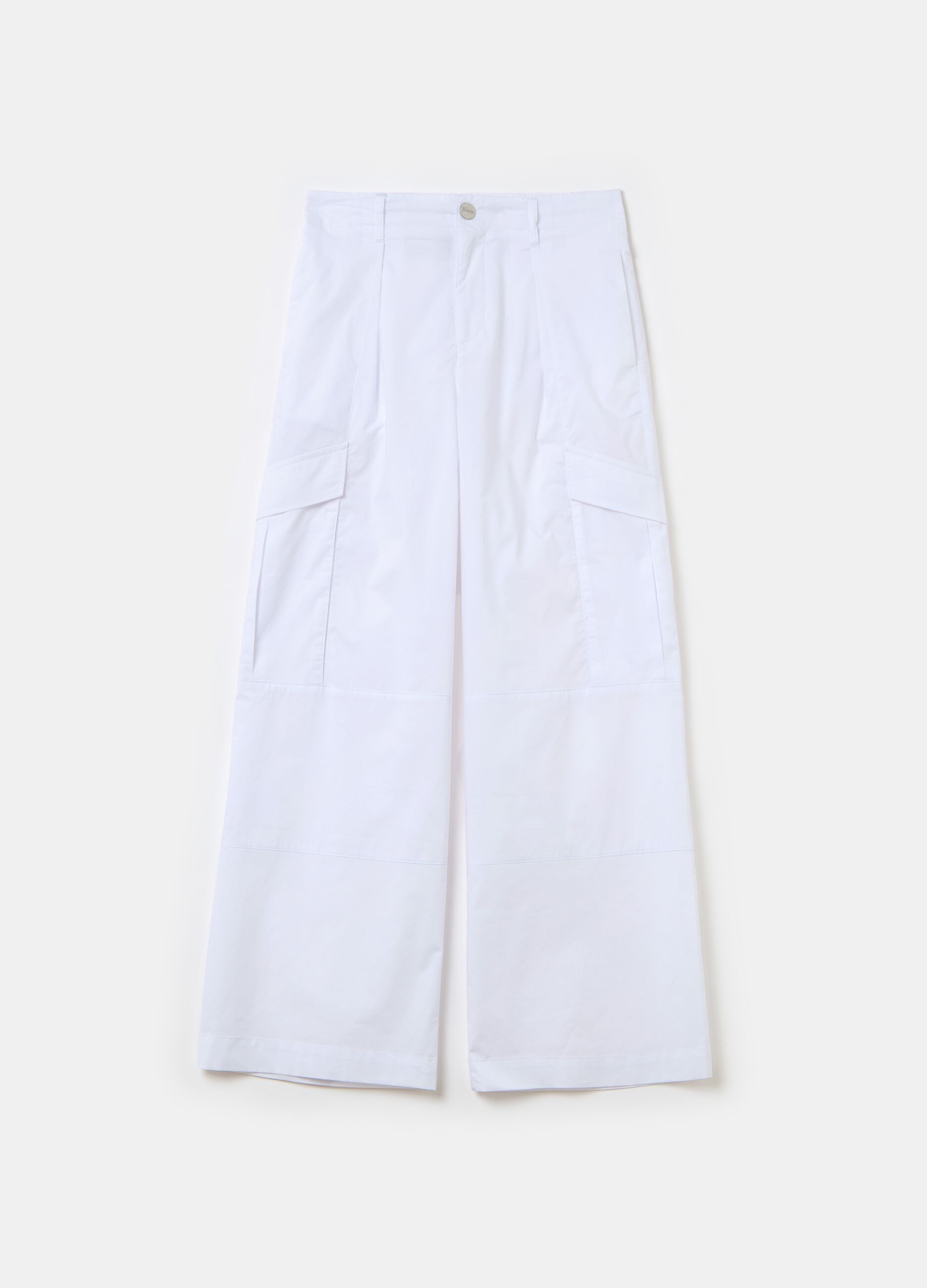 Light Cargo Wide Leg Pants White