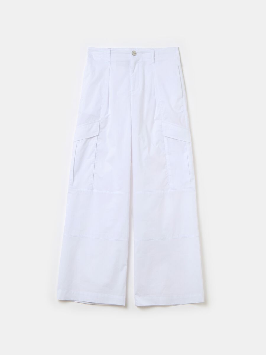 Light Cargo Wide Leg Pants White_6