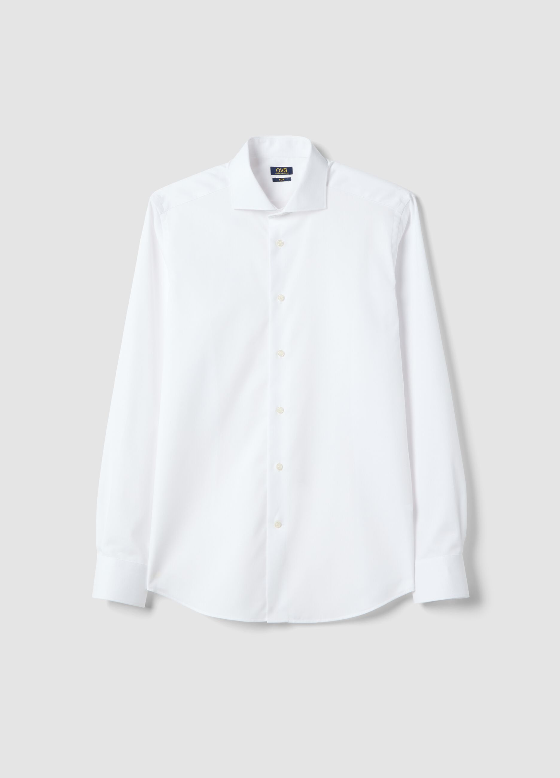 White Long Sleeve Pure Cotton Shirt Slim Fit