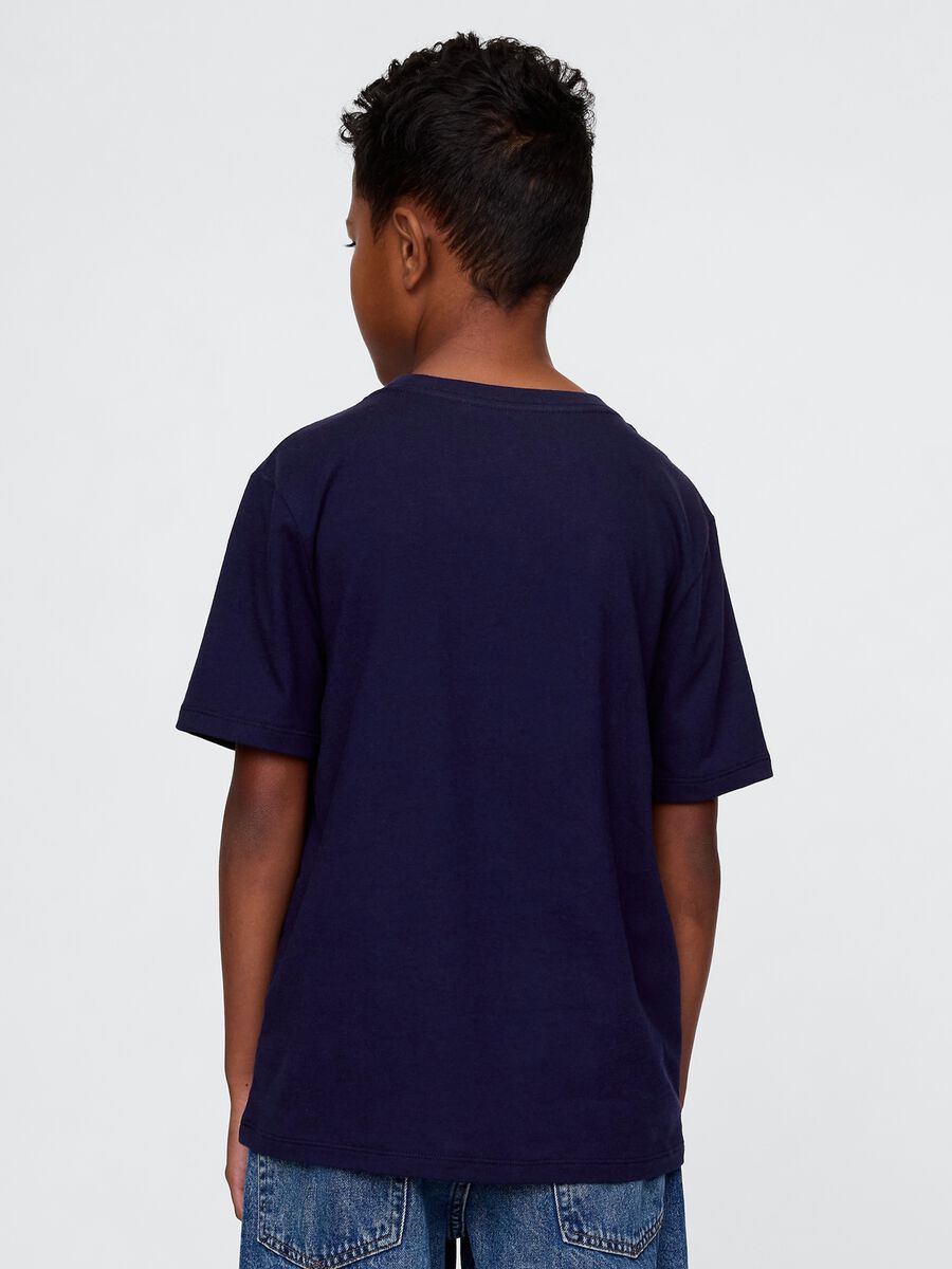 Short Sleeve Blue Cotton T-Shirt GAP Kids_1