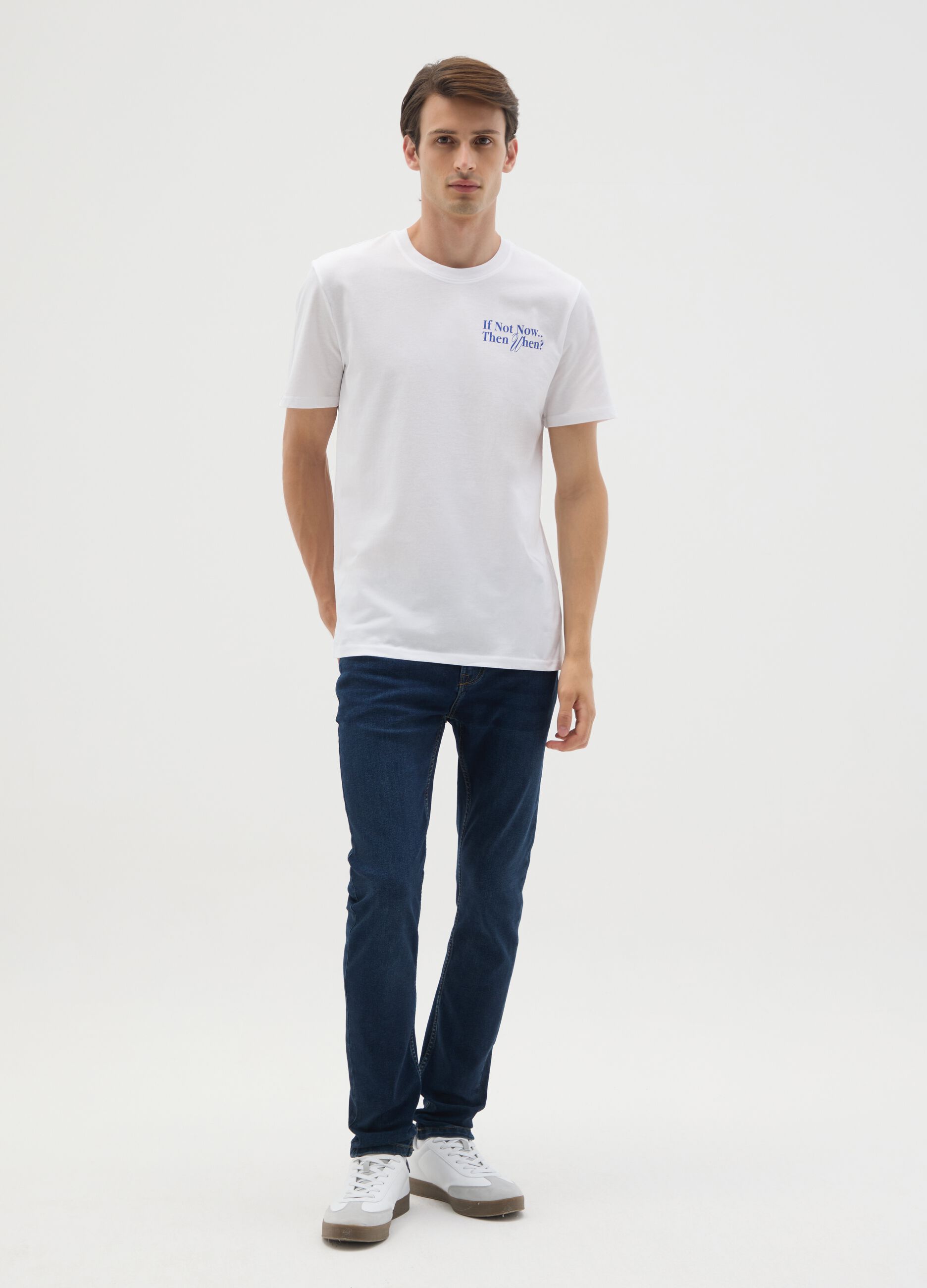 White pure cotton T-shirt regular fit