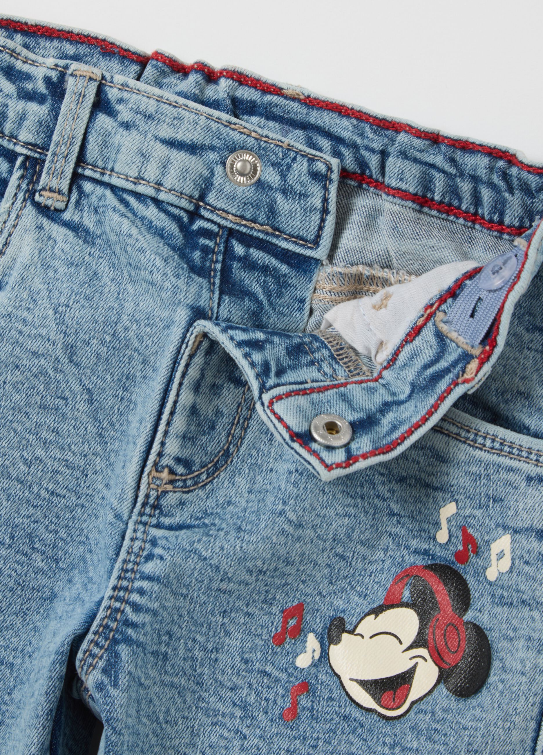 Children's denim trousers with Mickey Mouse print