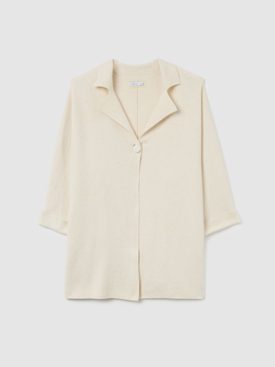 Cardigan beige chiaro con collo a revers_0