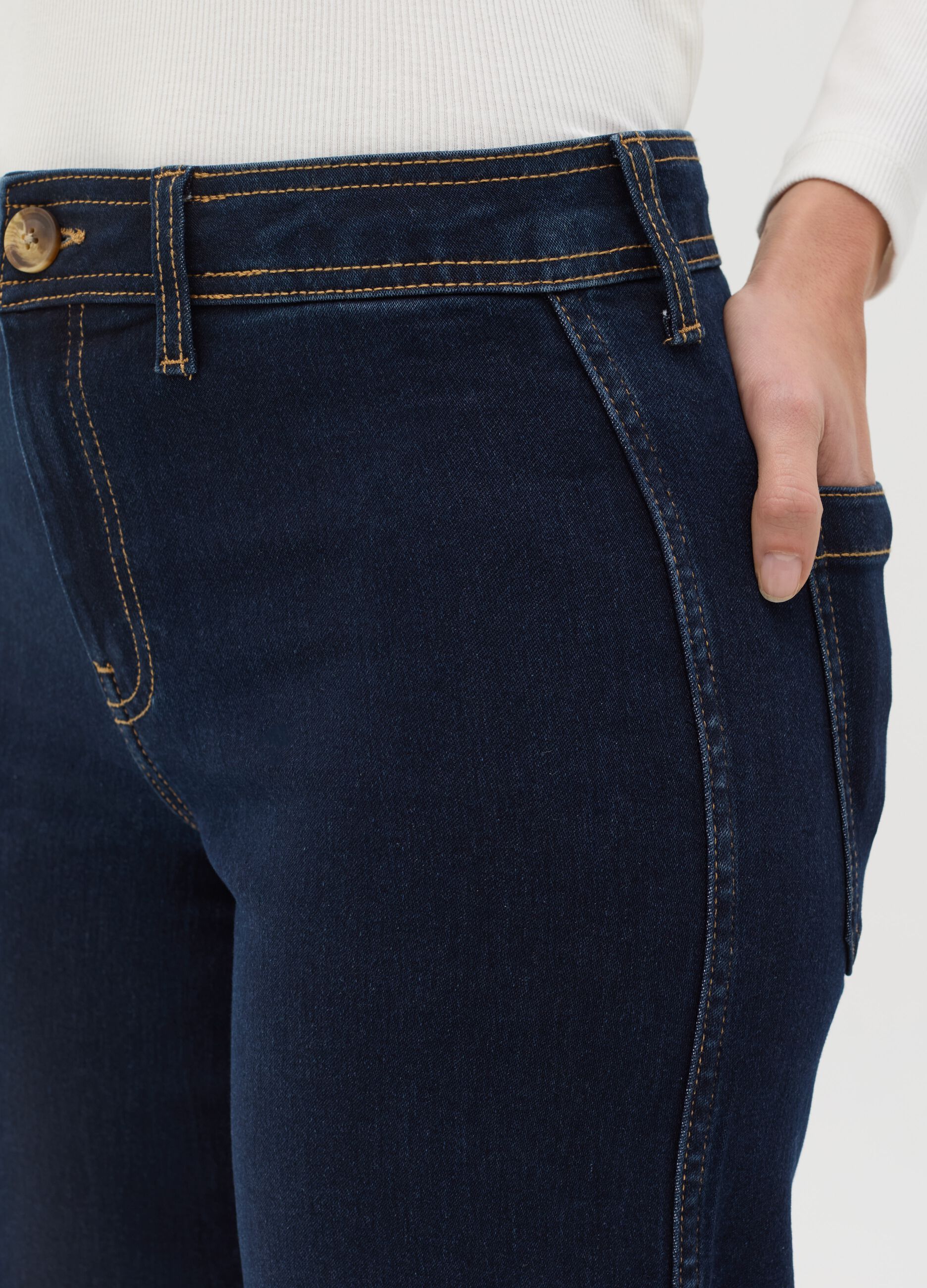 Flare-fit high-rise culotte jeans