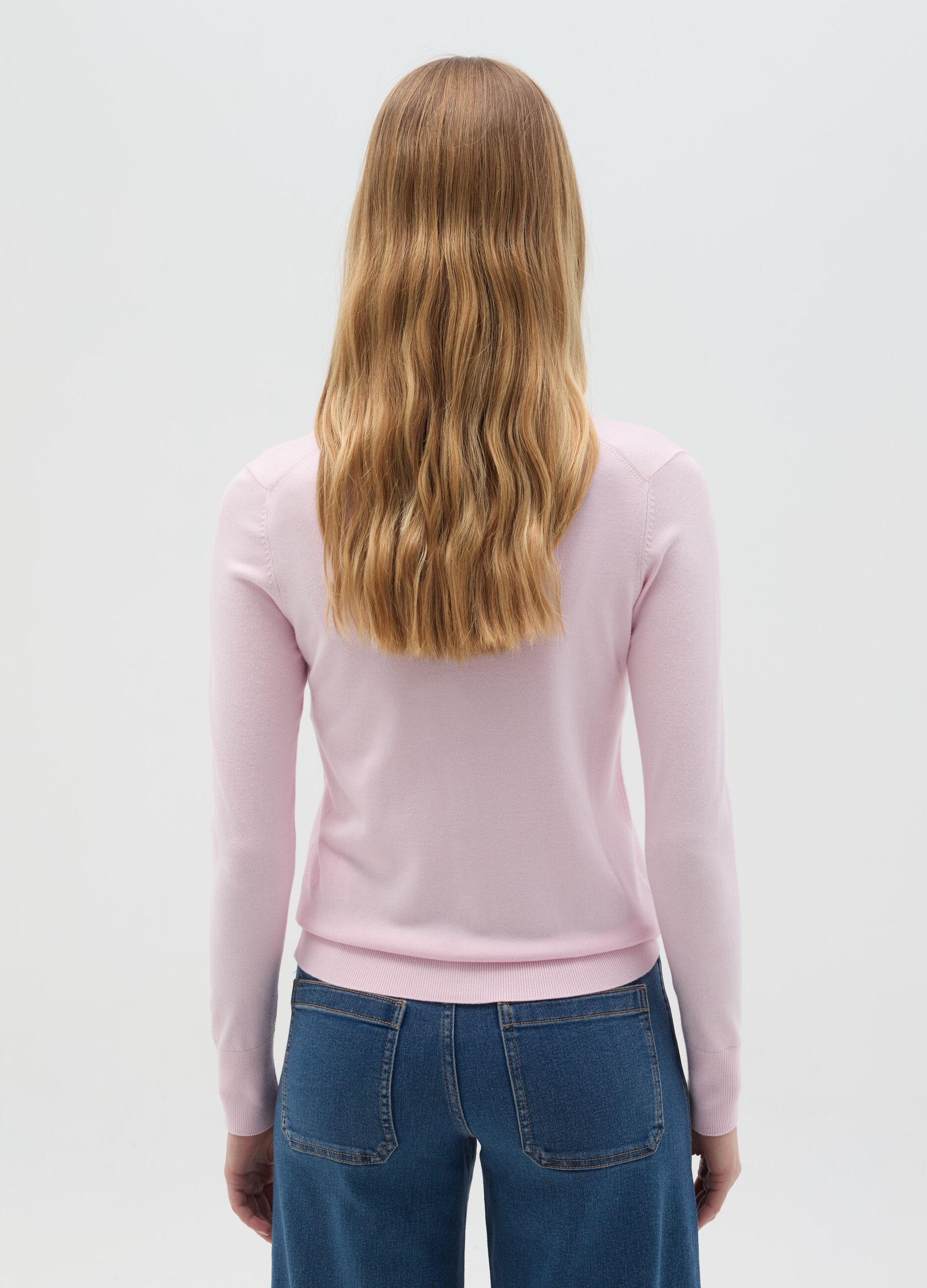 Cardigan girocollo tinta unita