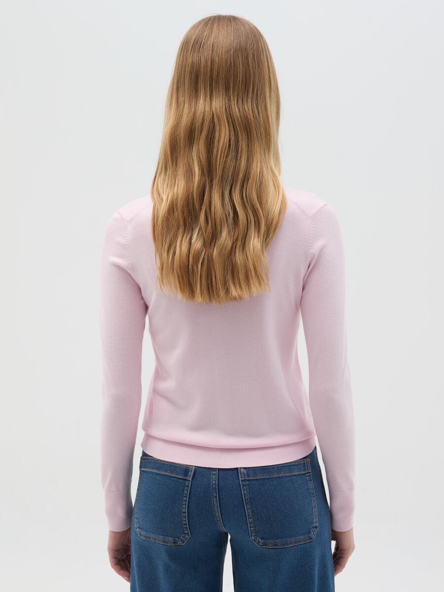 Solid colour cardigan with round neck_3
