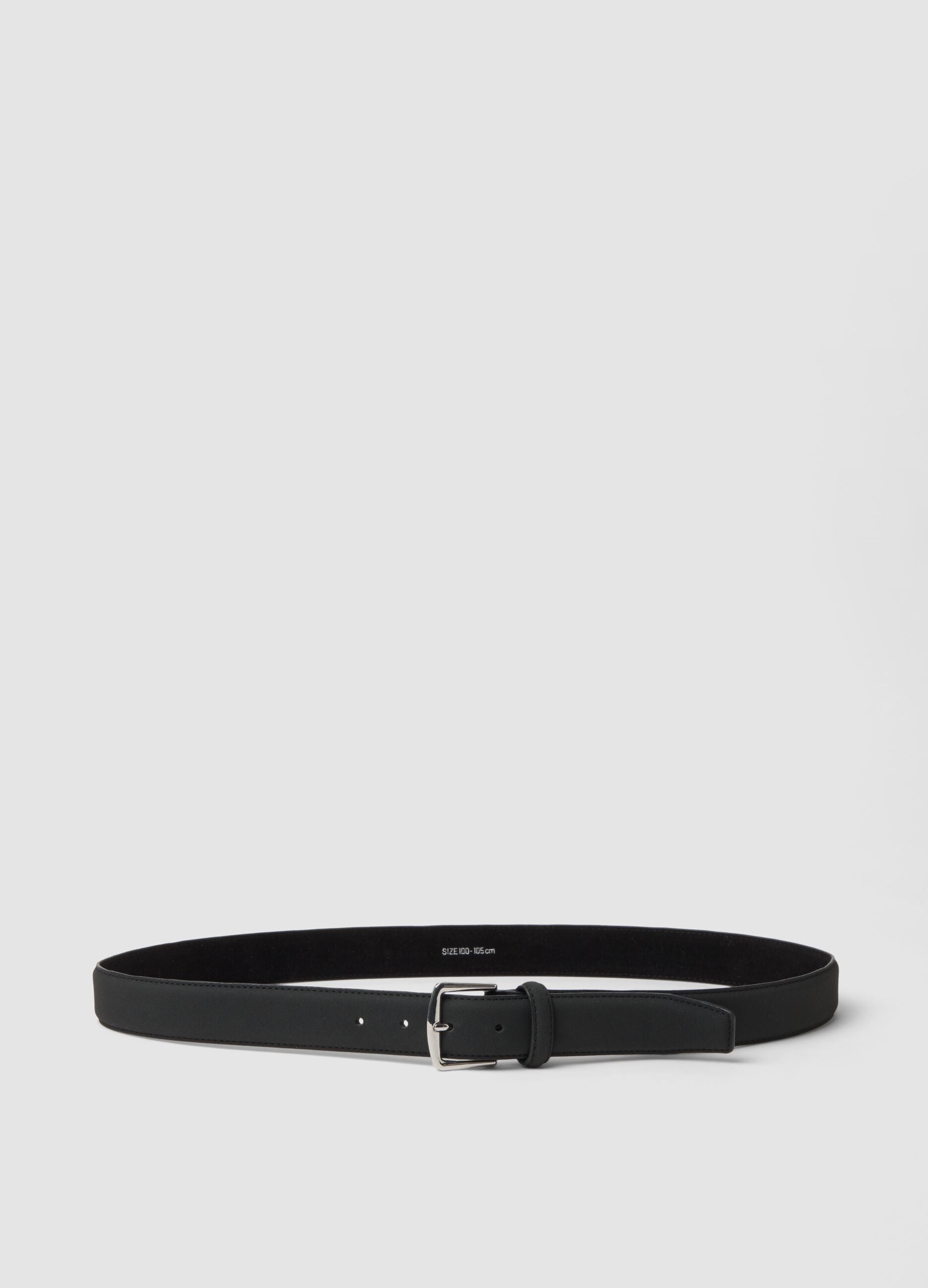 Black belt with rectangular metal buckle