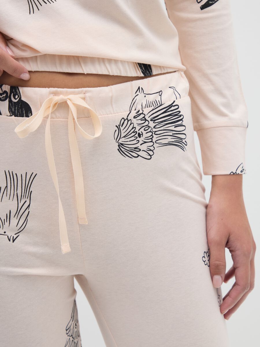 Pigiama in puro cotone beige con stampa_3