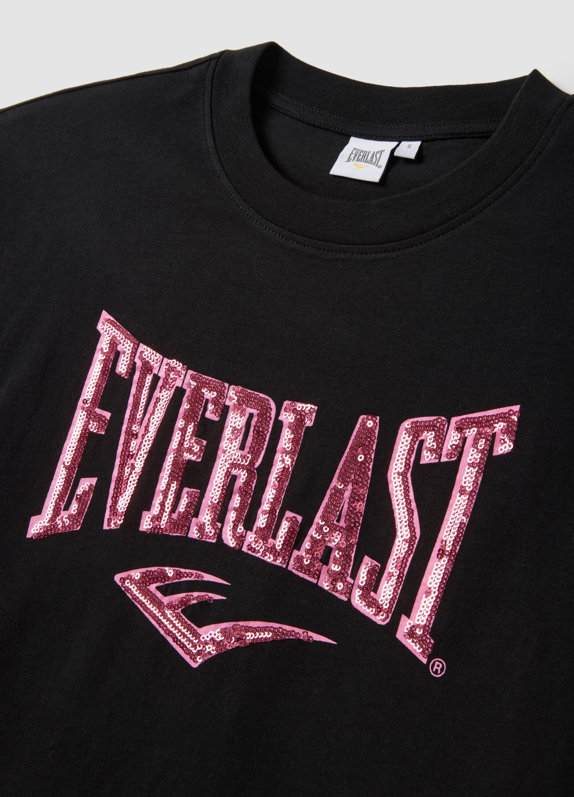 Black pure cotton T-shirt with front print, regular fit